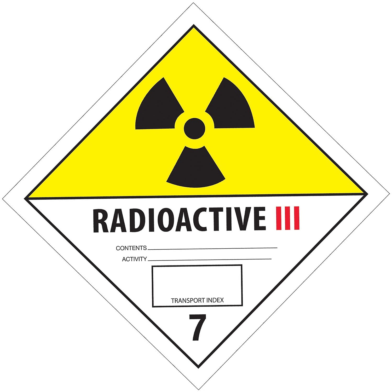 4 x 4 in. - Radioactive II Labels - Black - White & Yellow - Roll of 500