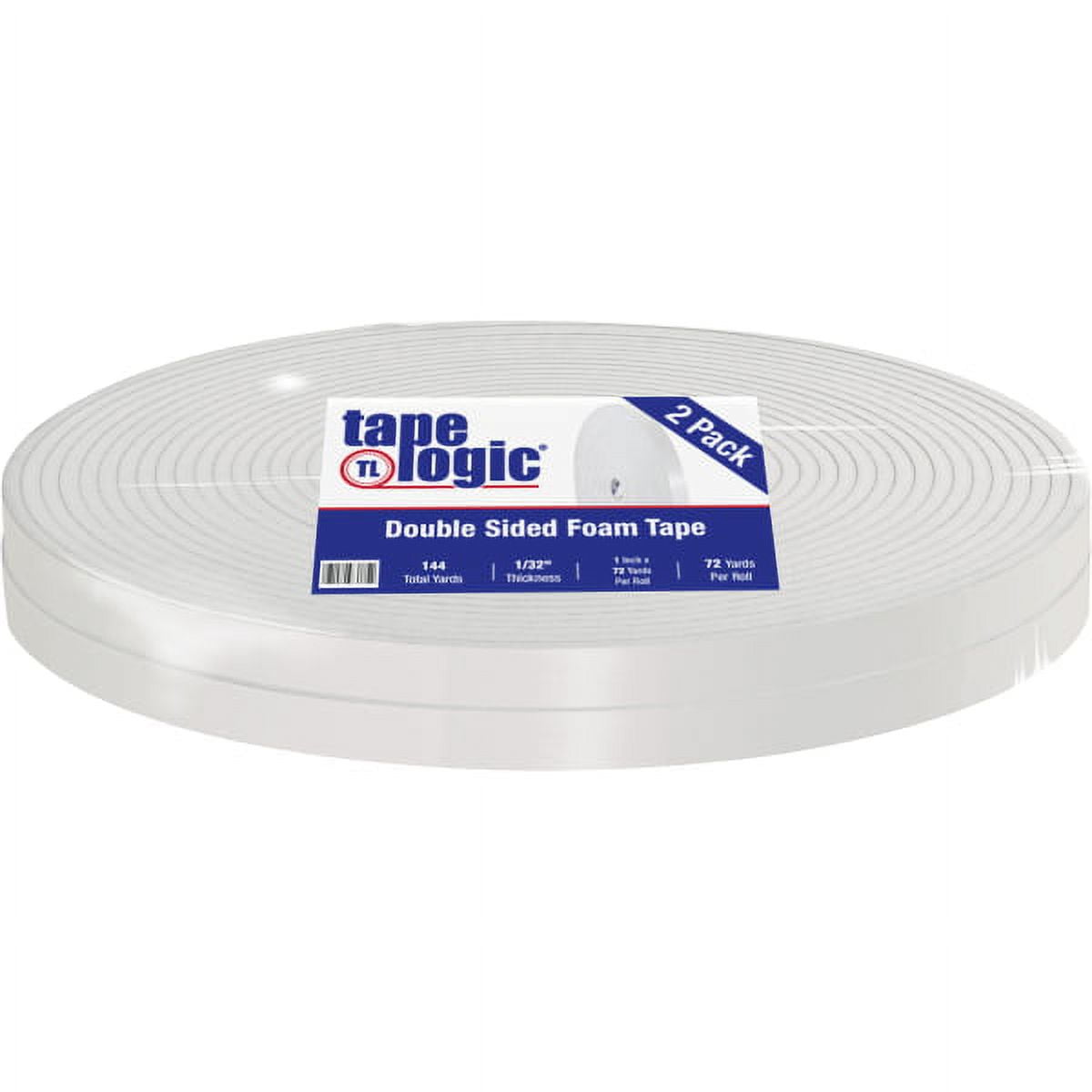 Tape Logic T9451162PK 1 in. x 72 yards 0.0312 in. White Double Sided Foam Tape - Pack of 2