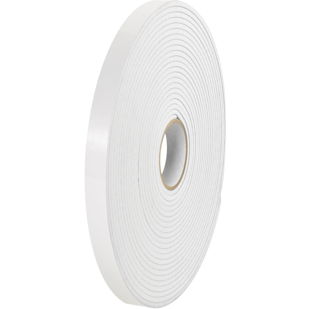 0.50 in. x 36 yards 0.062 in. White Thick Polyethylene Removable Double Sided Foam Tape - Case of 24