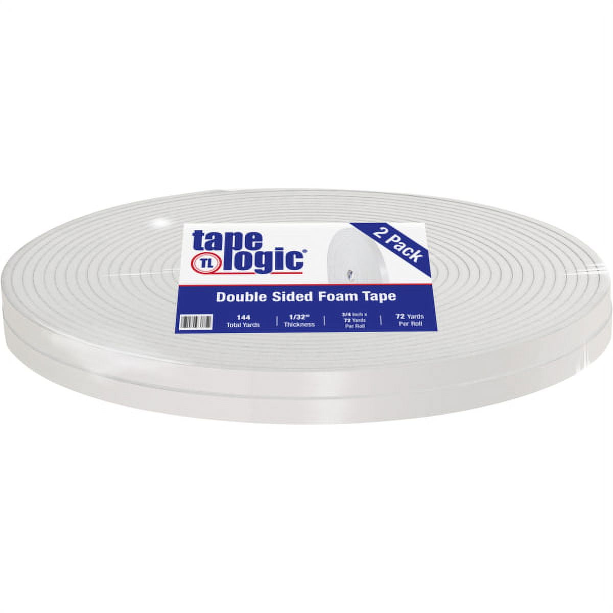 0.75 in. x 72 yards 0.0312 in. White Thick Polyethylene Double Sided Foam Tape - Pack of 2