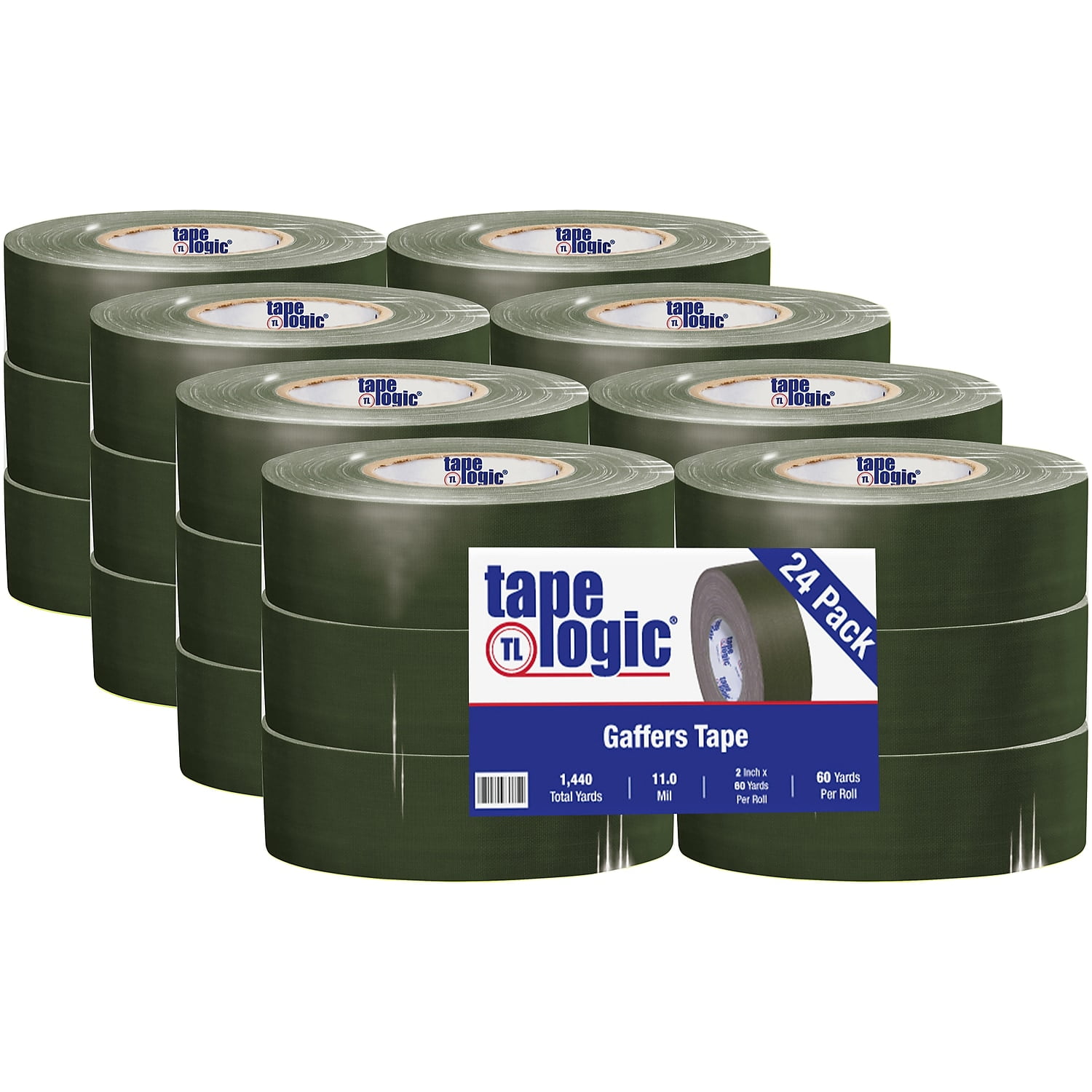 Tape Logic T98718OG 2 in. x 60 Yards Olive Green Tape Logic 11 mil Gaffers Tape - 24 Per Case -  BOX Partners LLC