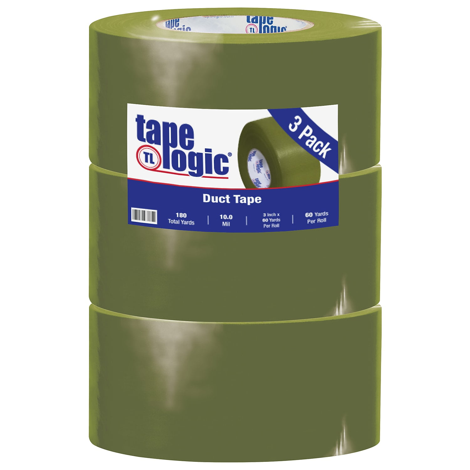 Tape Logic T988100LV3PK 3 in. x 60 Yards Olive Green Tape Logic 10 mil Duct Tape, Pack of 3 - 3 Per Case -  BOX Partners LLC