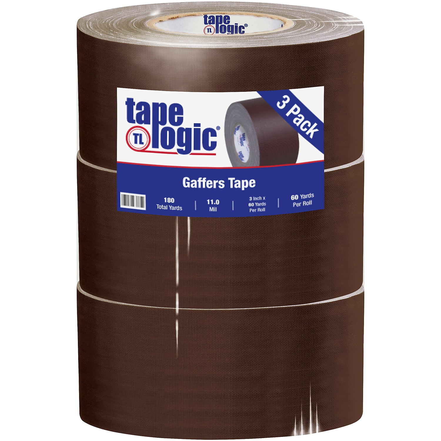 Tape Logic T98818BR3PK 3 in. x 60 Yards Brown Tape Logic 11 mil Gaffers Tape, Pack of 3 - 3 Per Case