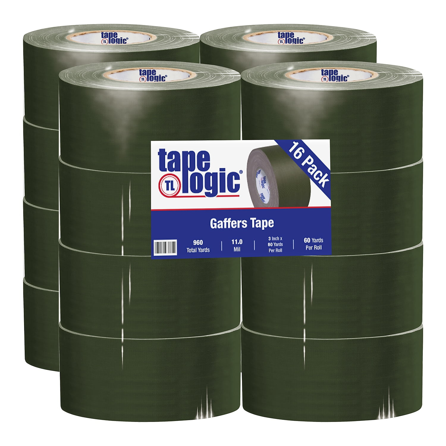 Tape Logic T98818OG 3 in. x 60 Yards Olive Green Tape, 18 Per Case Logic 11 mil Gaffers Tape, 18 Per Case -  BOX Partners LLC