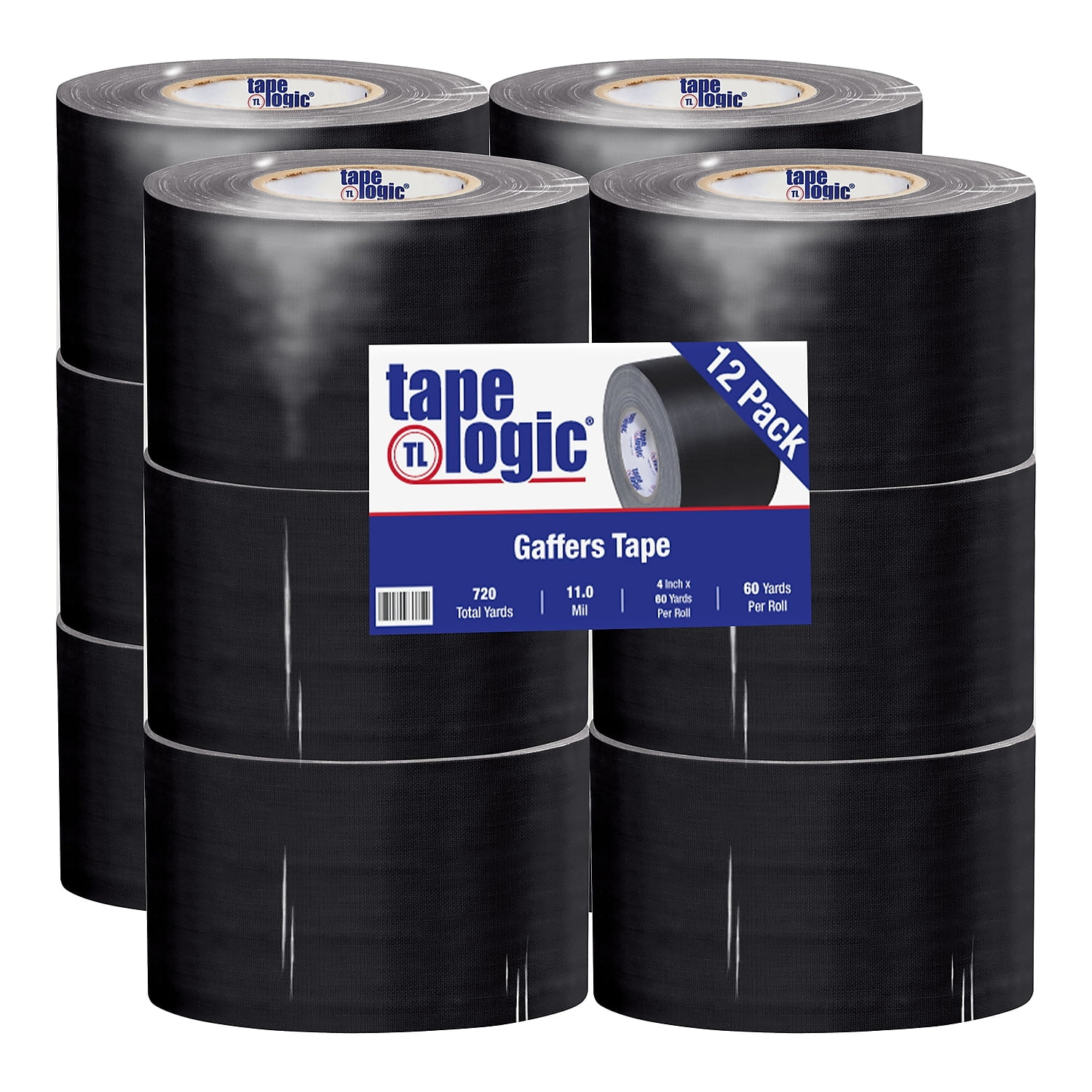 4 in. x 60 Yards Black  11 mil Gaffers Tape - 12 Per Case