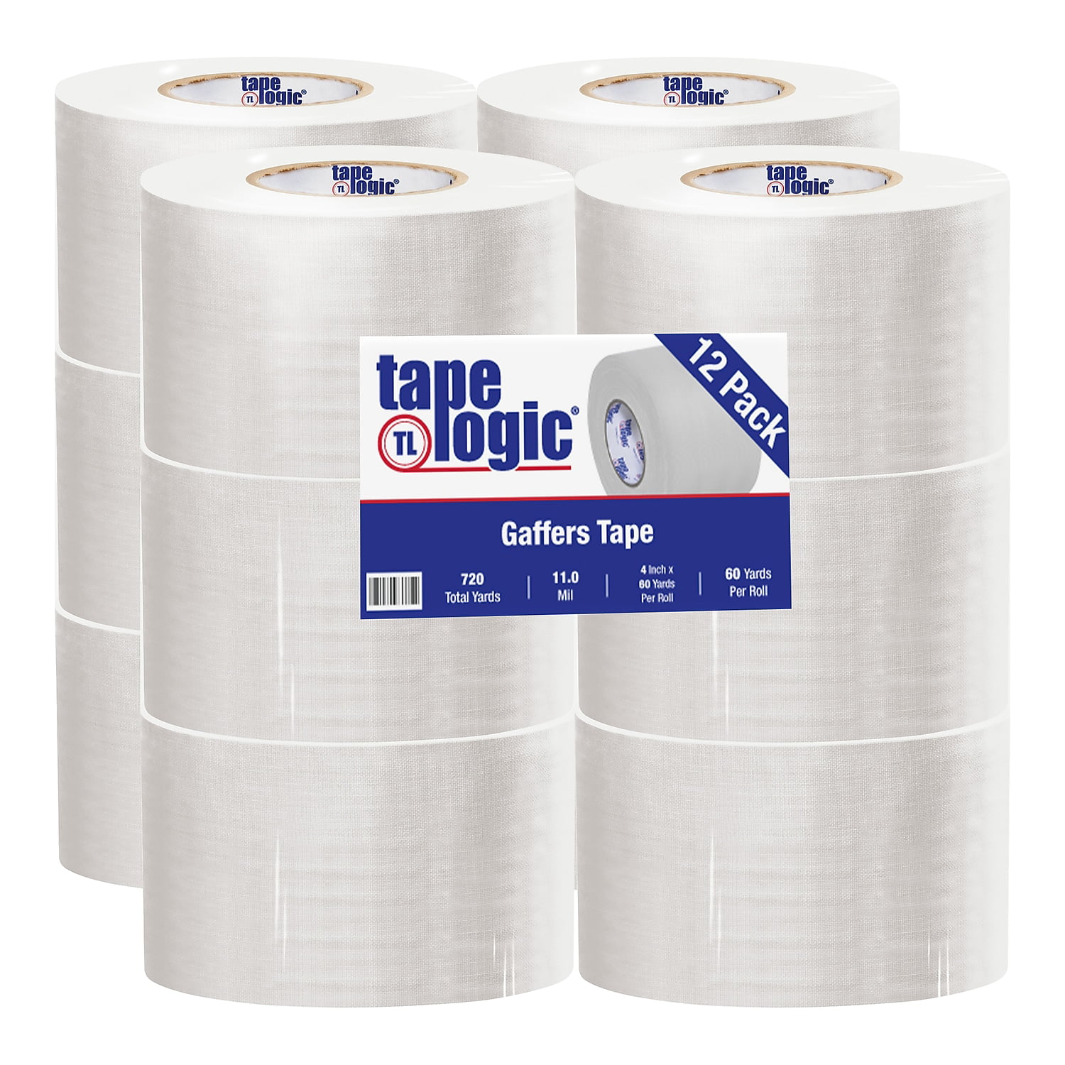 4 in. x 60 Yards White  11 mil Gaffers Tape - 12 Per Case