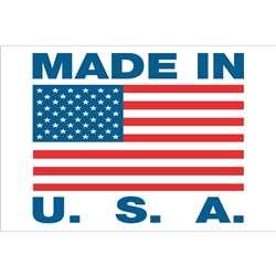 2 x 3 in. Made in U.S.A. Labels - Red - White & Blue - 500 per Roll