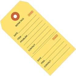 Picture of Box Partners G26200 4.75 x 2.38 in. Yellow Repair Tags Consecutively Numbered - Pack of 1000