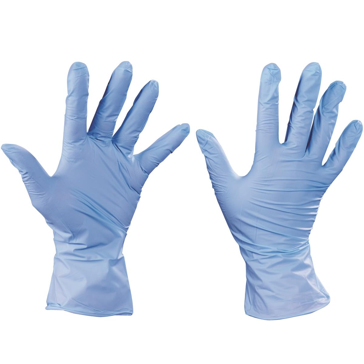 Picture of Box Partners GLV2009L Nitrile Gloves Exam Grade, Blue - Large - Case of 100