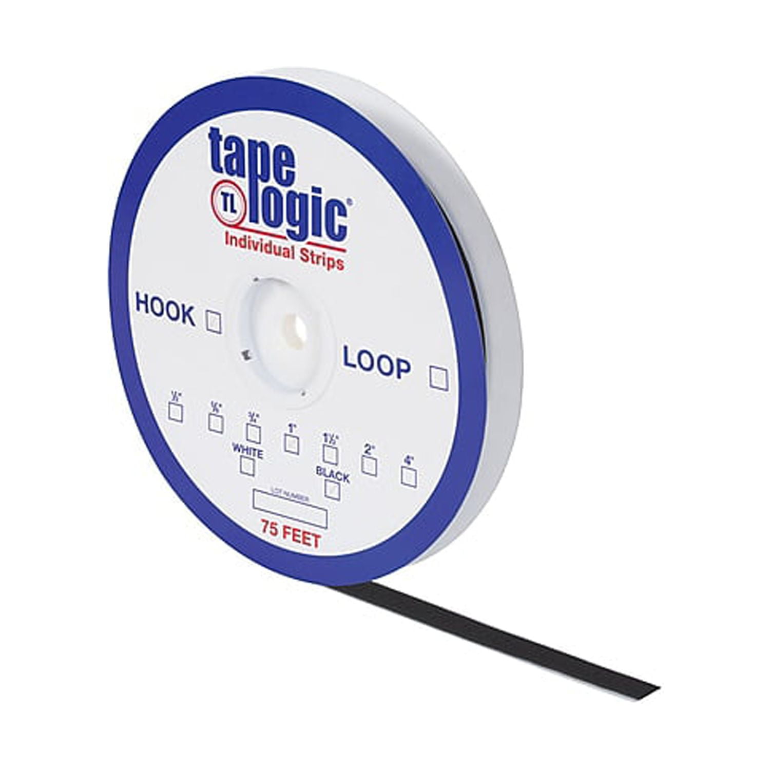 0.5 in. x 75 ft. Black Loop Individual Tape Strips - Black - 0.5 in. x 75 ft.