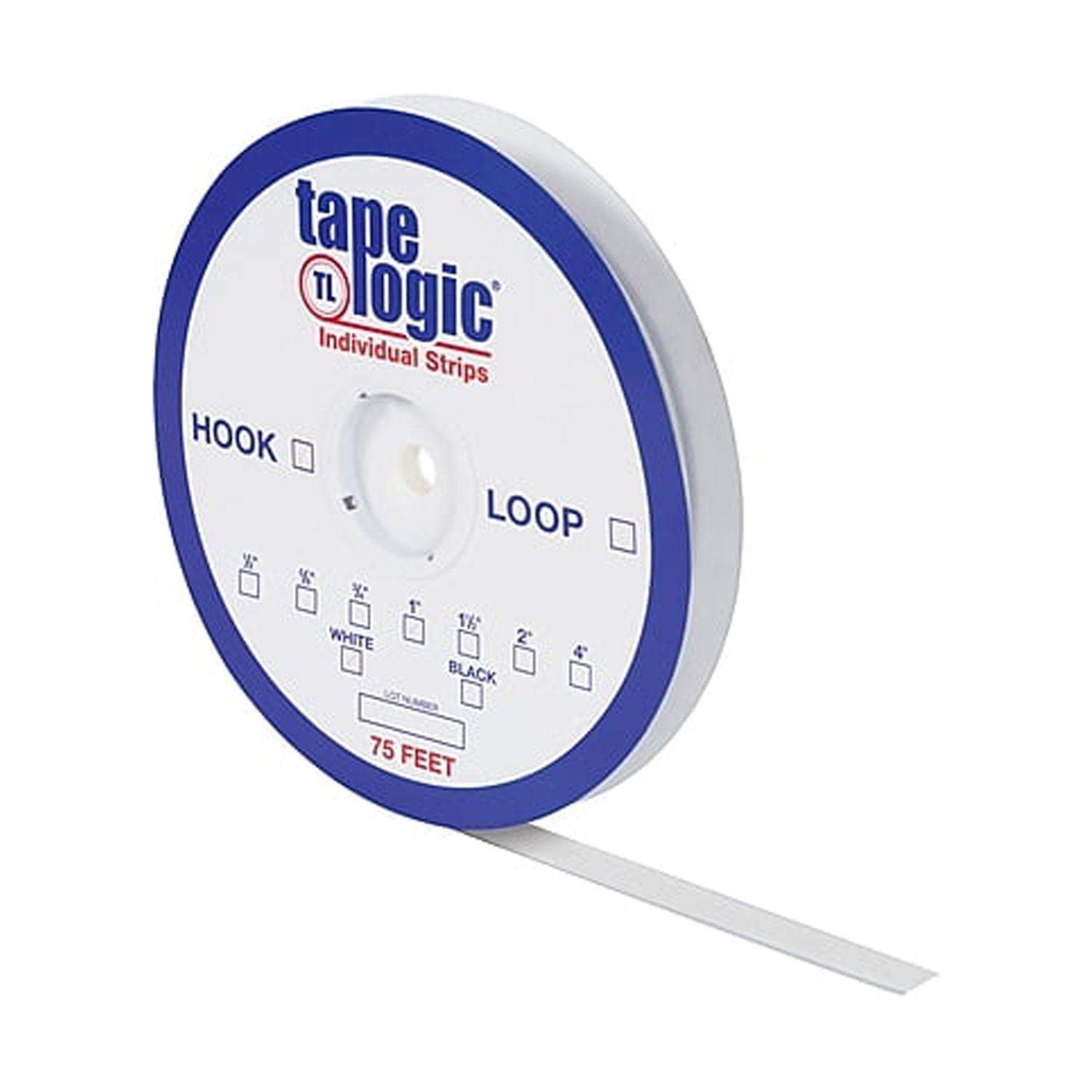 0.5 in. x 75 ft. White Loop Individual Tape Strips