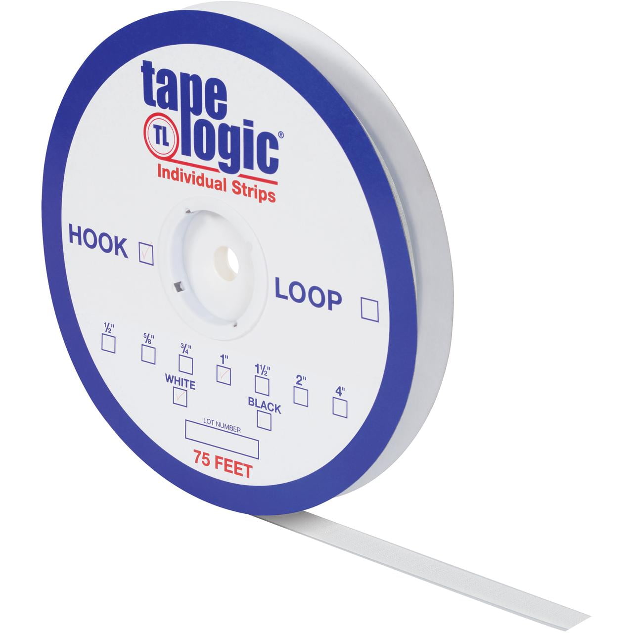 Picture of Tape Logic HLT108 0.63 in. x 75 ft. White Loop Individual Tape Strips