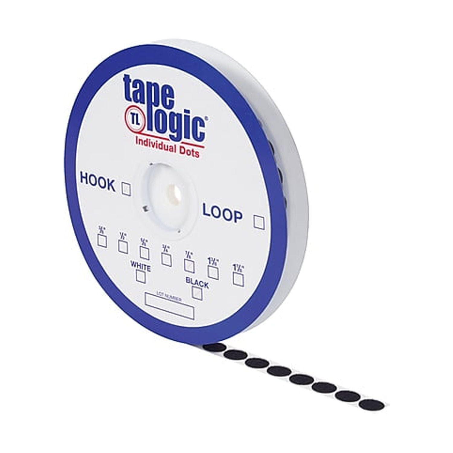 0.38 in. Black Hook Individual Tape Dots - Pack of 1800