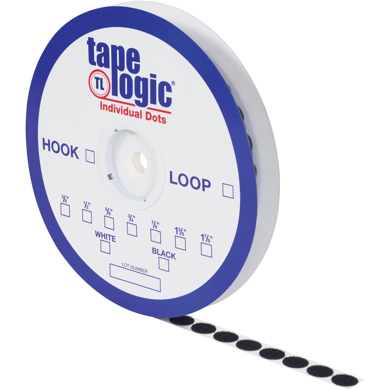 Picture of Tape Logic HLT148 0.63 in. Black Hook Individual Tape Dots - Pack of 1200