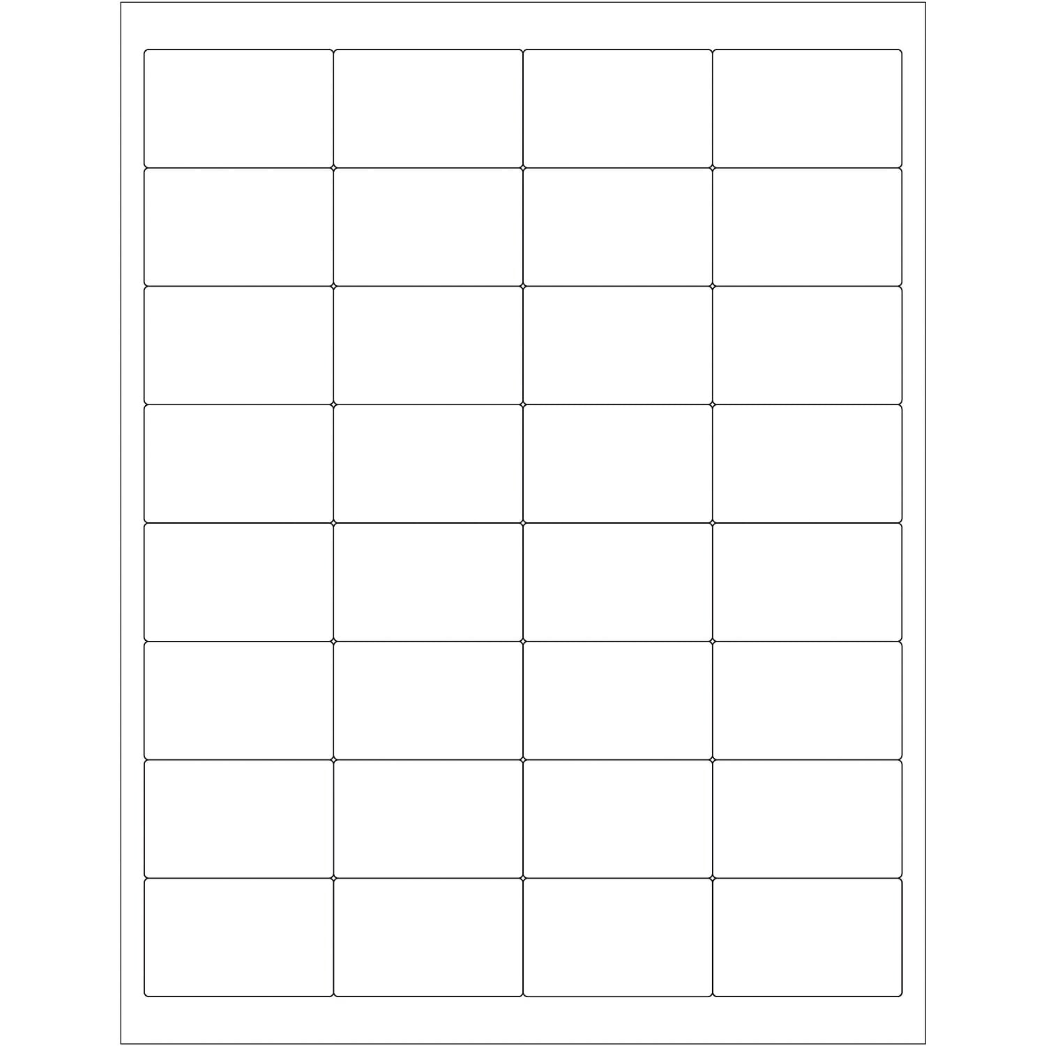 2 x1.25 in. White Rectangle Laser Labels