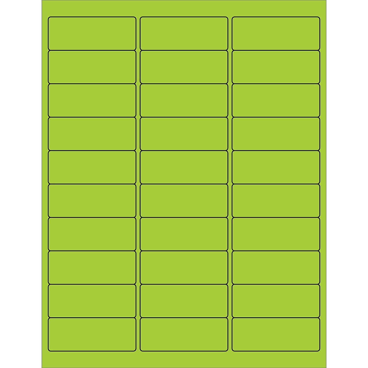 2.63 x 1 in. Fluorescent Green Rectangle Laser Labels - Pack of 3000