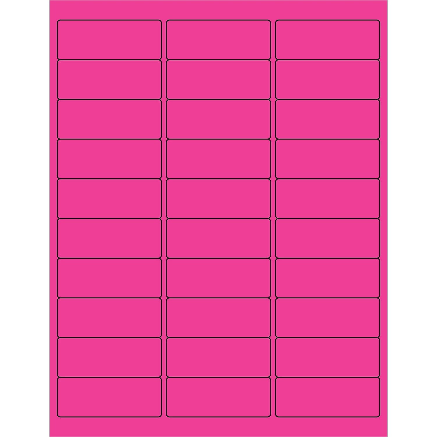 2.63 x 1 in. Fluorescent Pink Rectangle Laser Labels - Pack of 3000