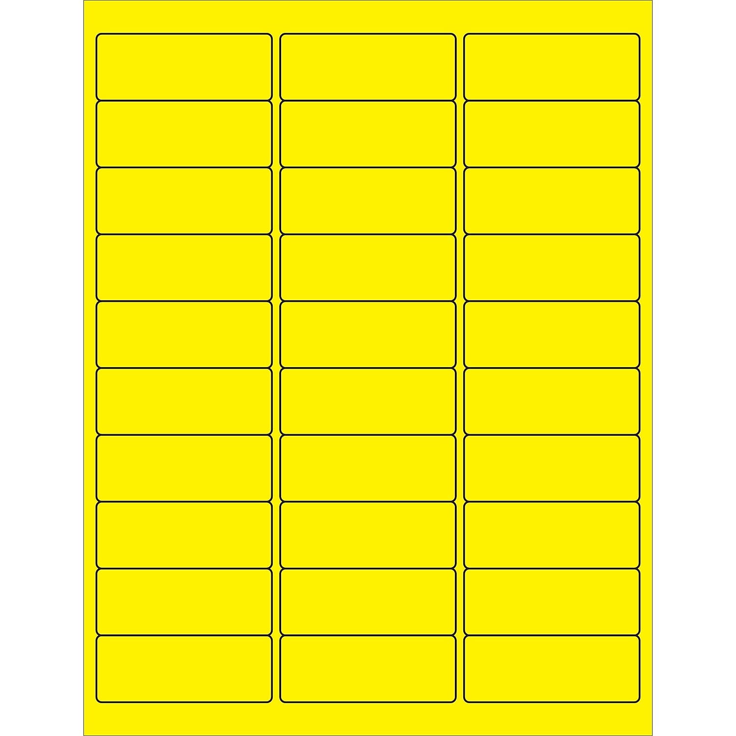 2.63 x 1 in. Fluorescent Yellow Rectangle Laser Labels - Pack of 3000