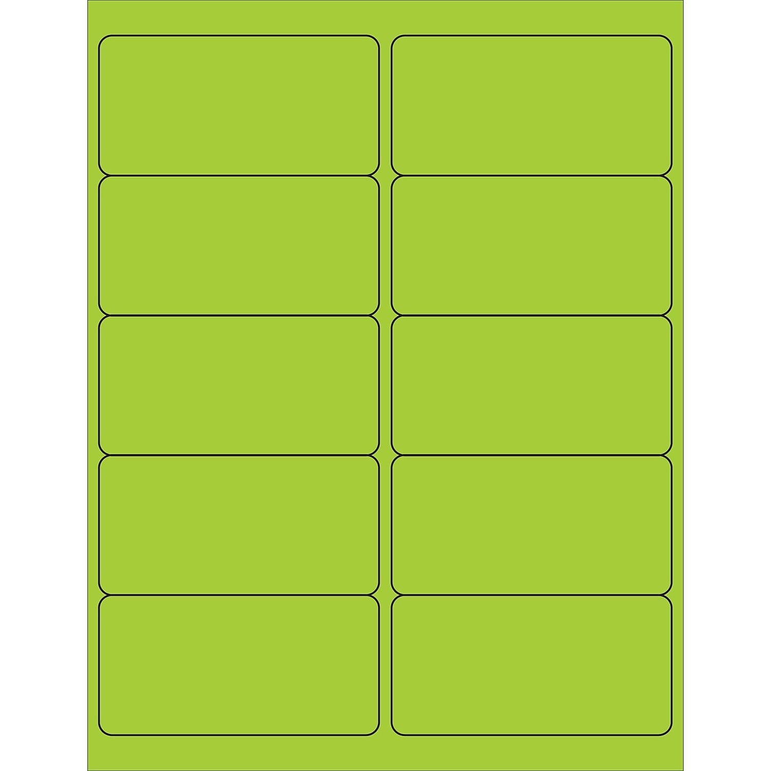 4 x 2 in. Fluorescent Green Rectangle Laser Labels - Pack of 1000