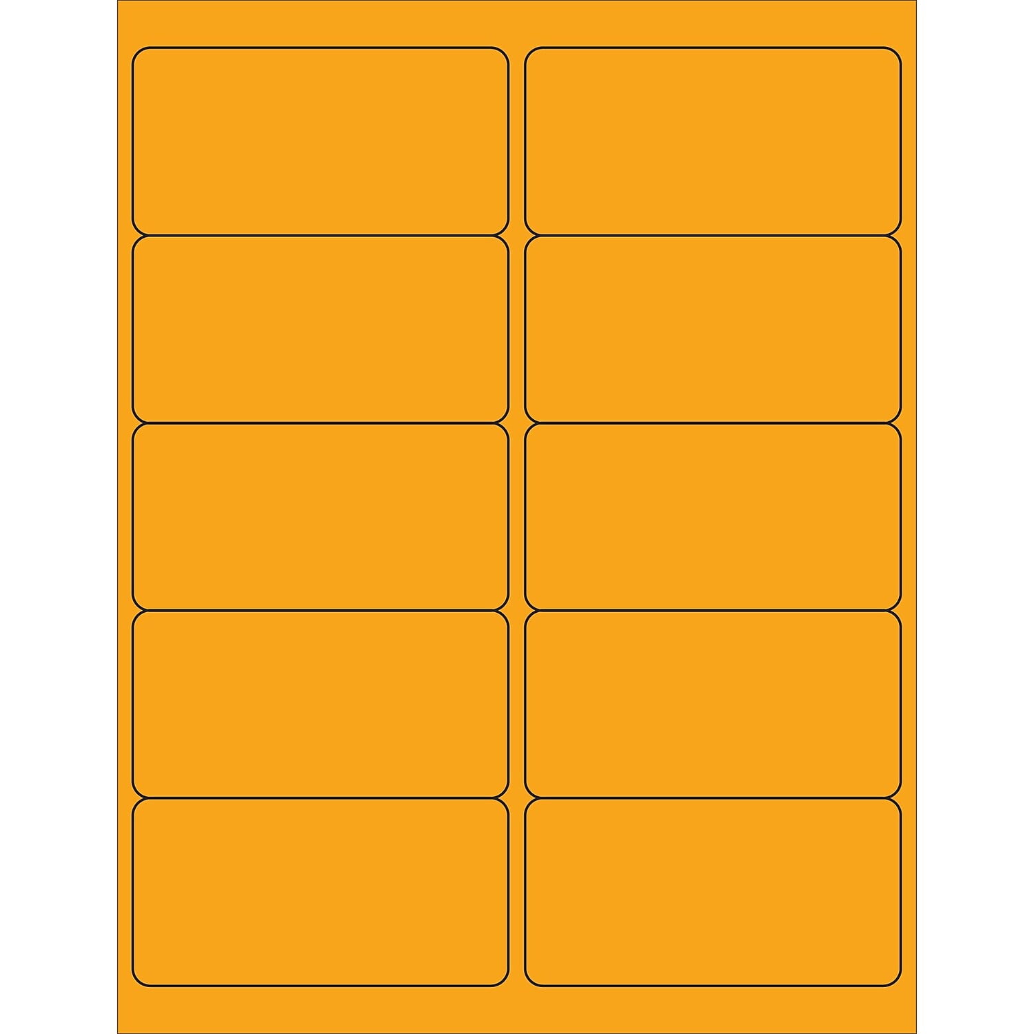 4 x 2 in. Fluorescent Orange Rectangle Laser Labels - Pack of 1000