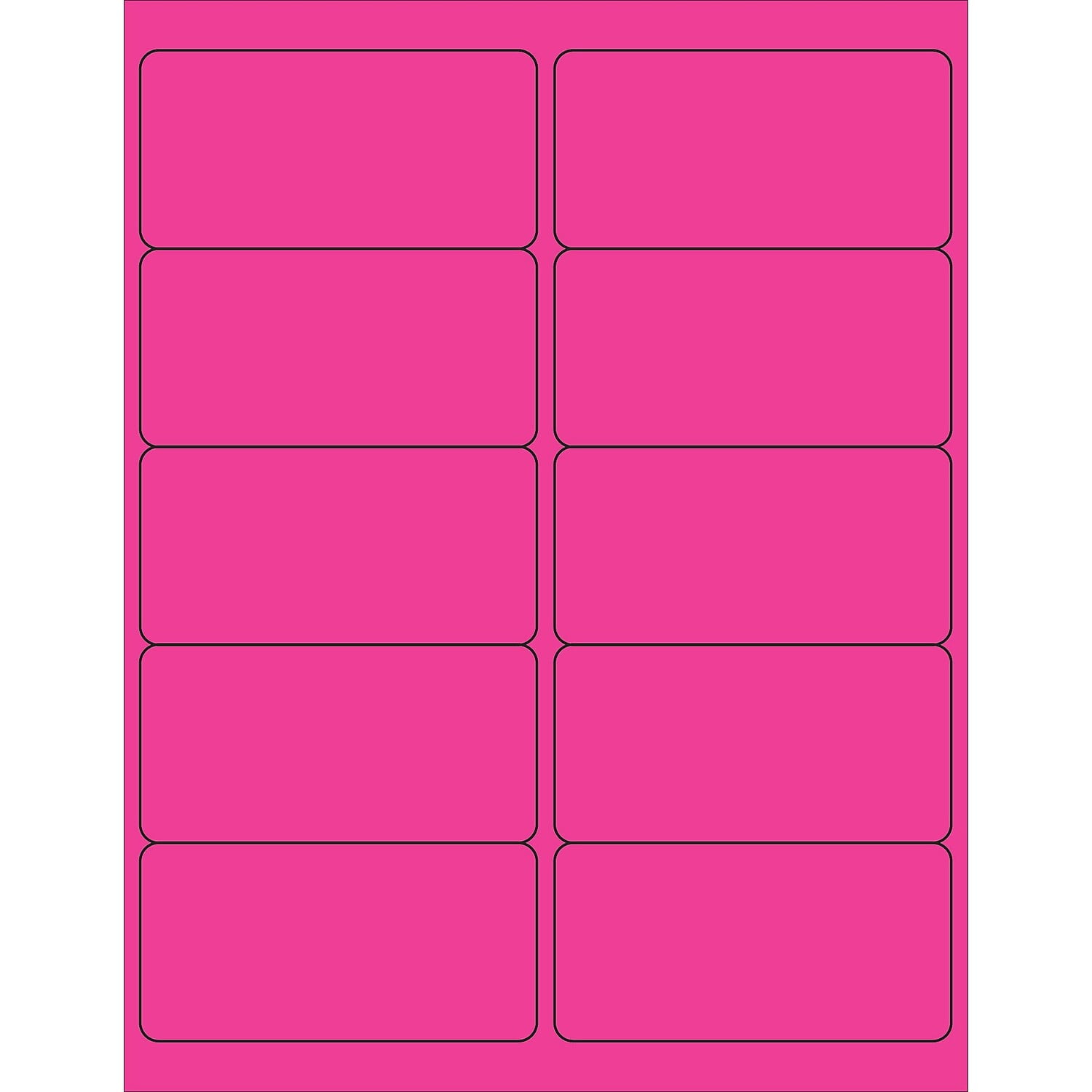 4 x 2 in. Fluorescent Pink Rectangle Laser Labels - Pack of 1000