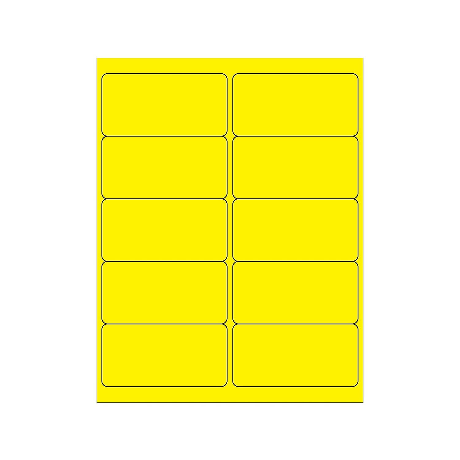 4 x 2 in. Fluorescent Yellow Rectangle Laser Labels - Pack of 1000