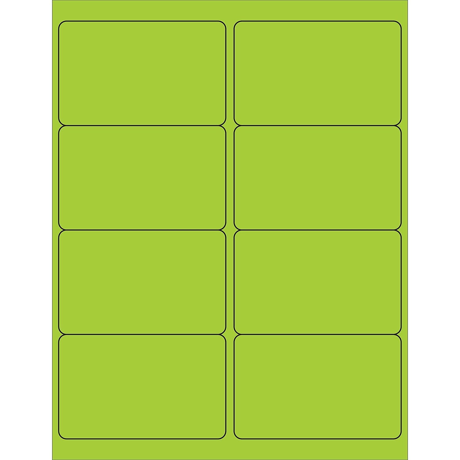 4 x 2.5 in. Fluorescent Green Rectangle Laser Labels