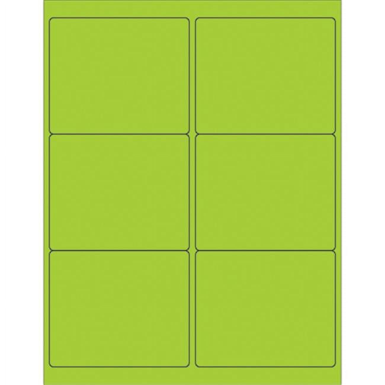 4 x 3.33 in. Fluorescent Green Rectangle Laser Labels - Pack of 600