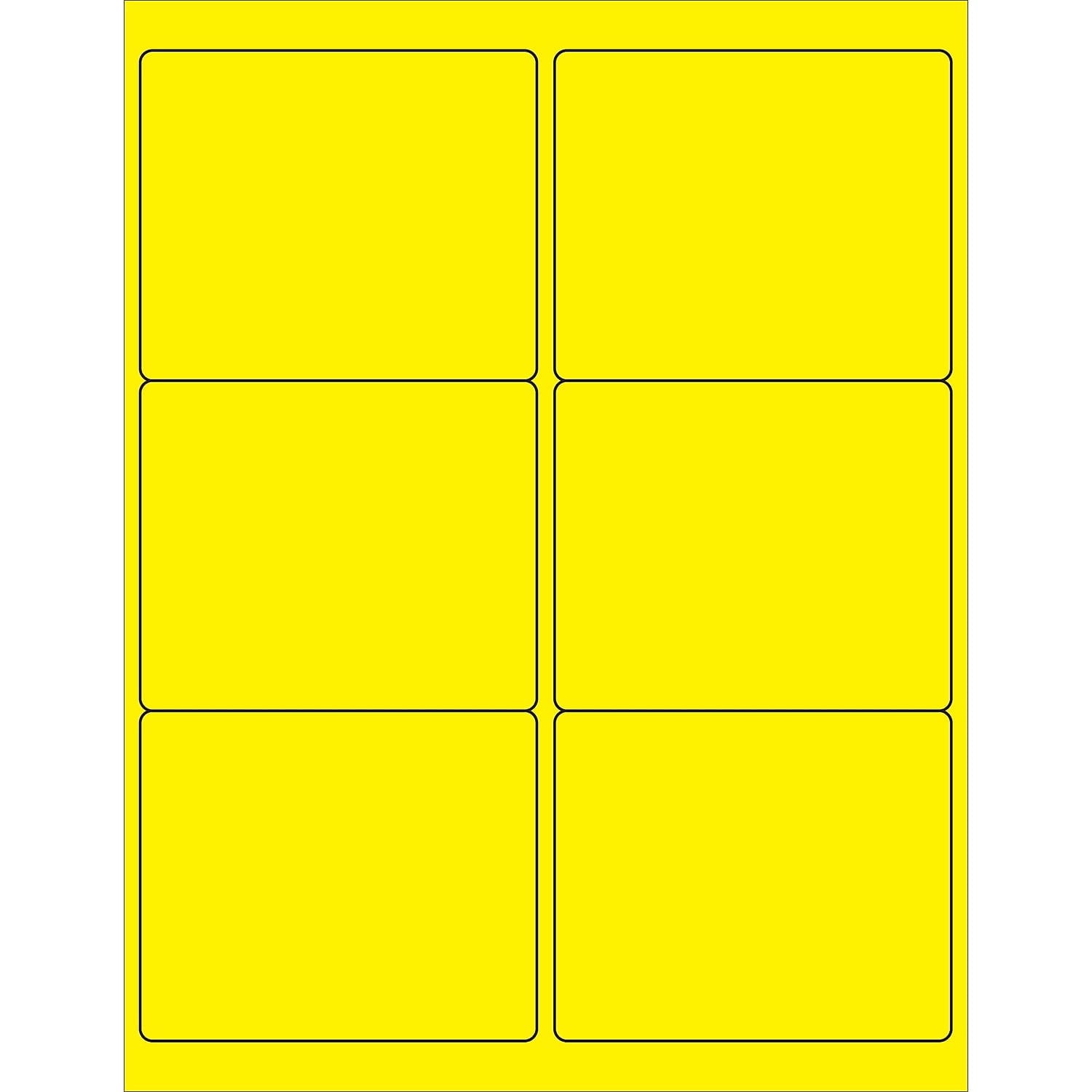 Fluorescent Yellow Rectangle Laser Labels - Pack of 600 - 4 x 3.33 in.