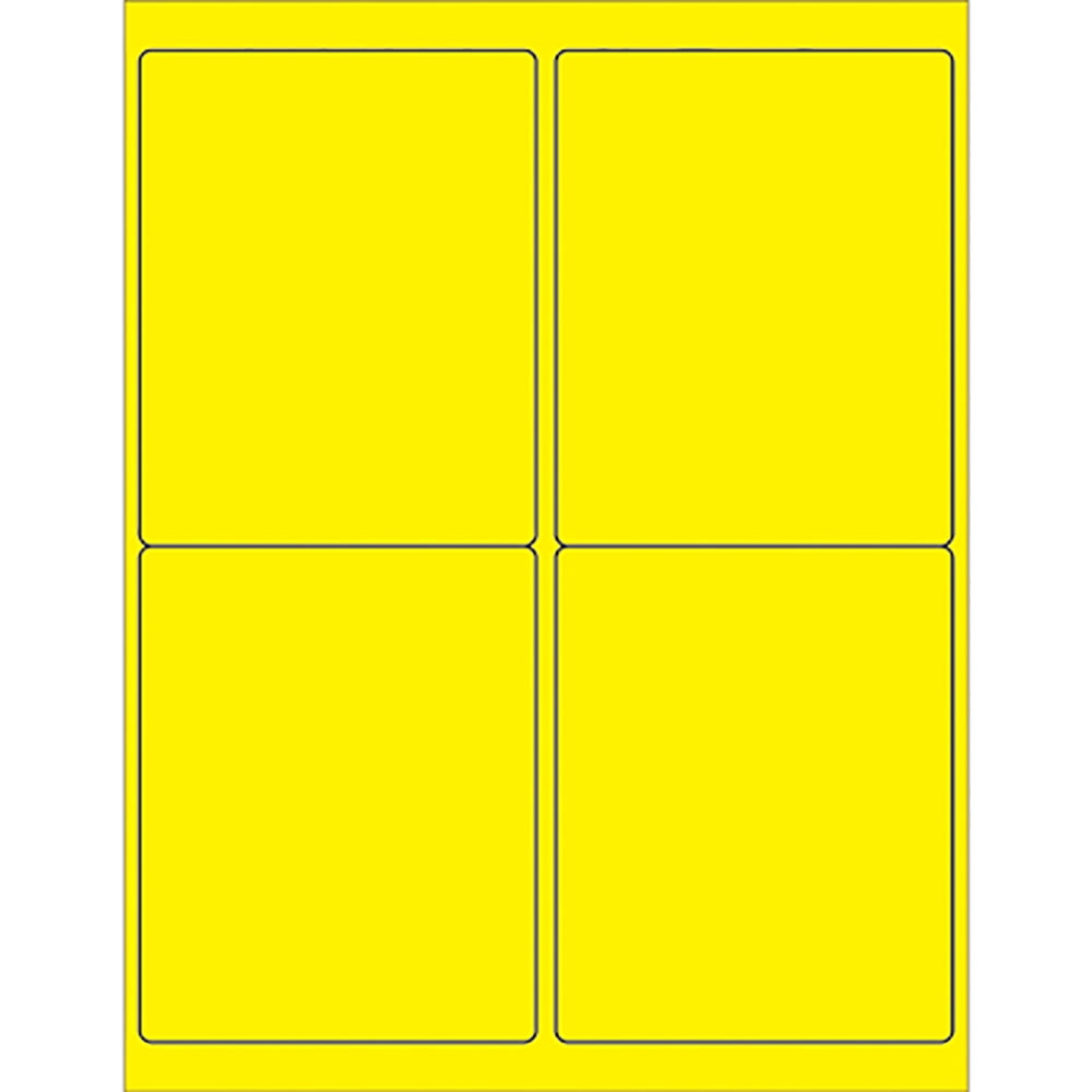4 x 5 in. Fluorescent Yellow Rectangle Laser Labels - Pack of 400