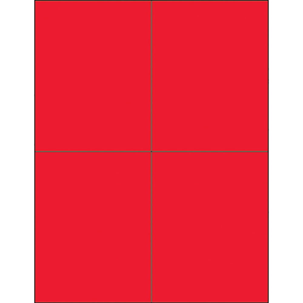 Fluorescent Red Rectangle Laser Labels - Pack of 400