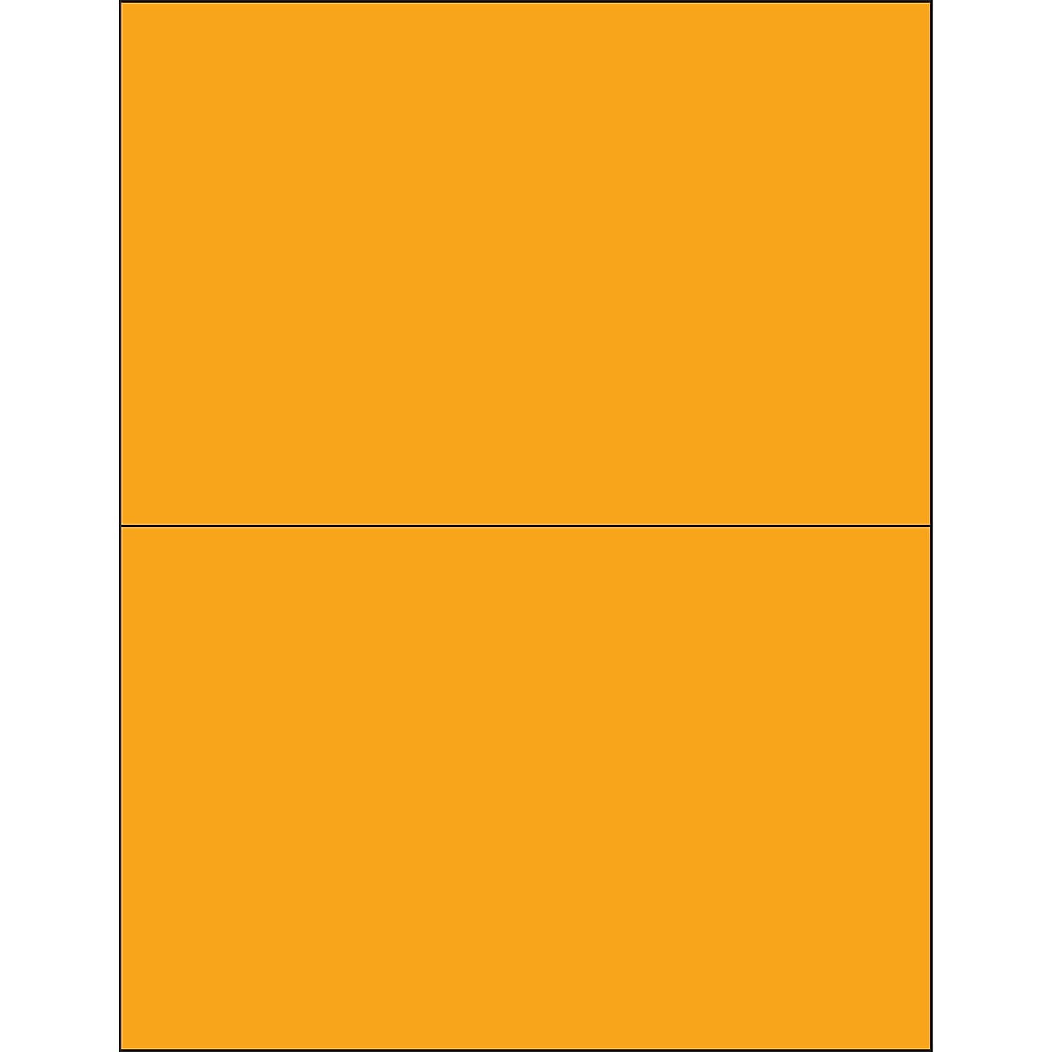 Fluorescent Orange Rectangle Laser Labels - Pack of 200 - 8.5 x 5.5 in.