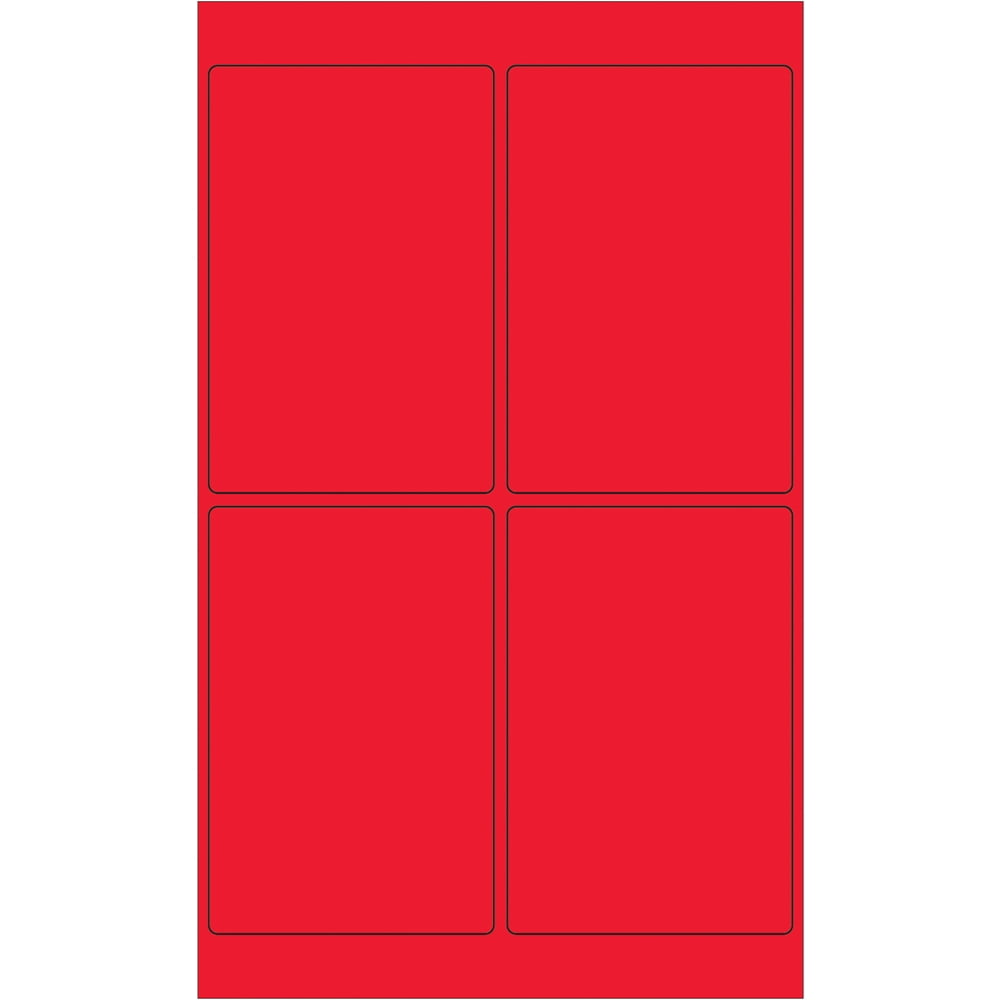 4 x 6 in. Fluorescent Red Rectangle Laser Labels - Pack of 400