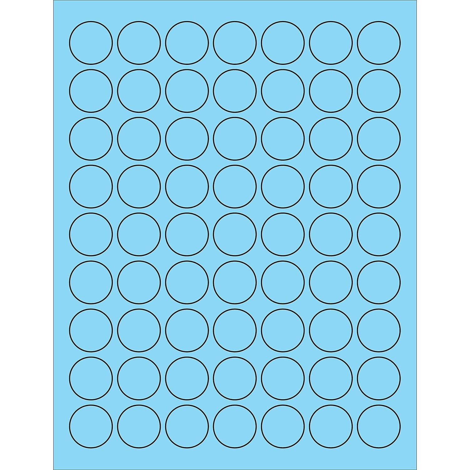 1in. Fluorescent Pastel Blue Circle Laser Labels - Pack of 6300