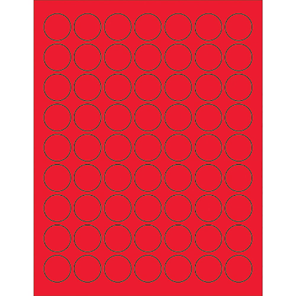1 in. Fluorescent Red Circle Laser Labels - 1 in.