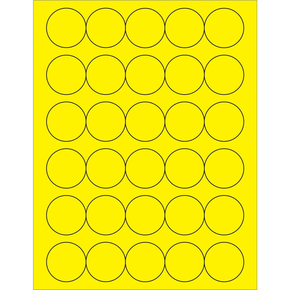1.5 in. Fluorescent Yellow Circle Laser Labels - Pack of 3000