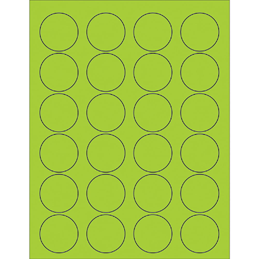1.63 in. Fluorescent Green Circle Laser Labels - Pack of 2400