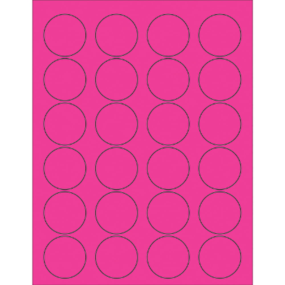 1.63 in. Fluorescent Pink Circle Laser Labels - Pack of 2400