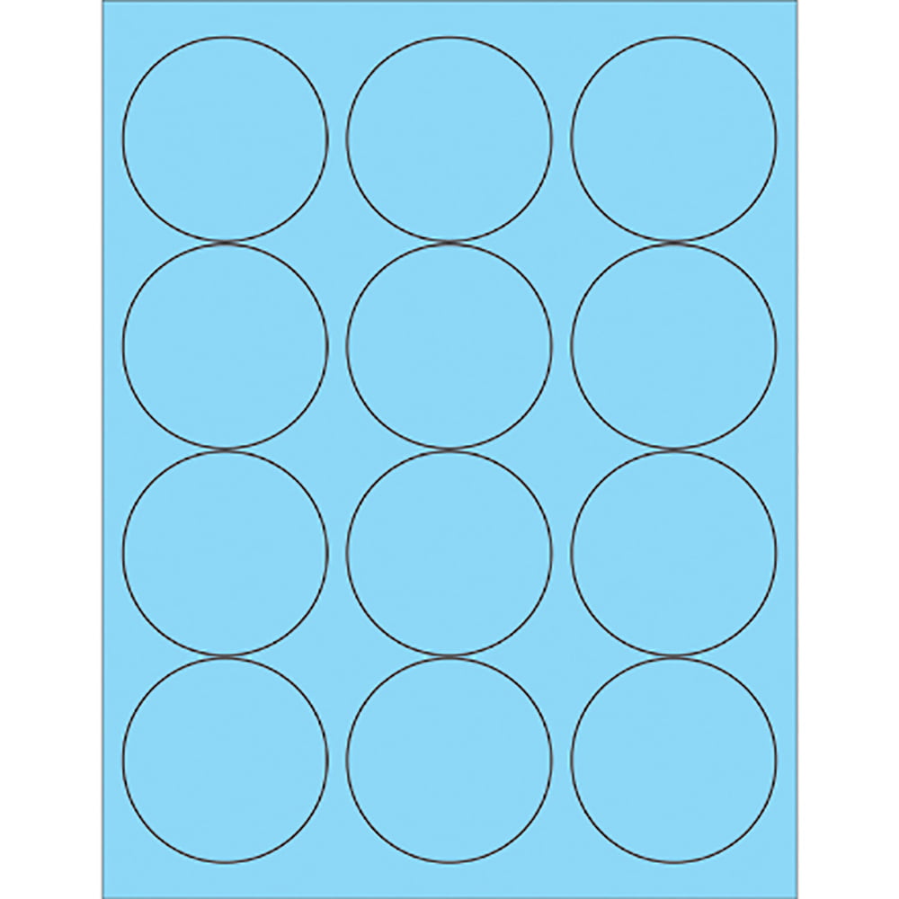 LL194BE 2.5 in. Fluorescent Pastel Blue Circle Laser Labels - Pack of 1200