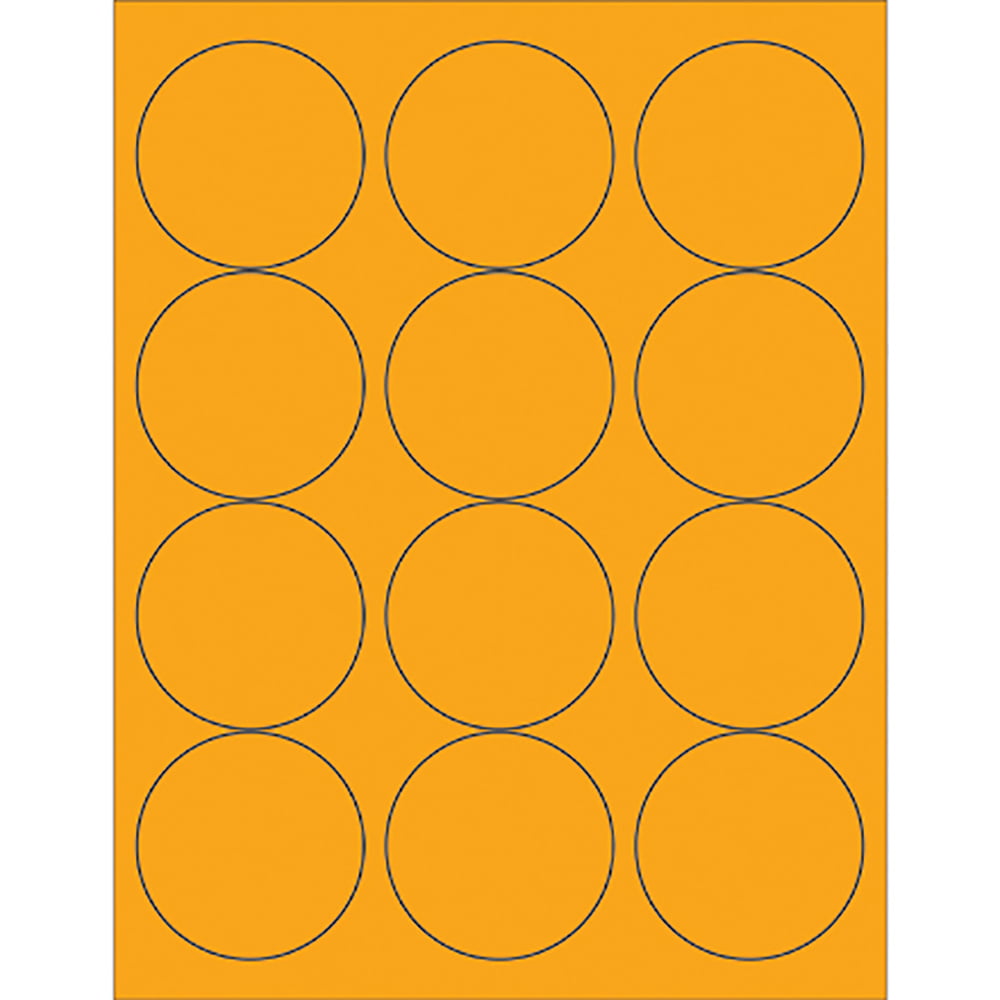 2.5 in. Fluorescent Orange Circle Laser Labels - Pack of 1200