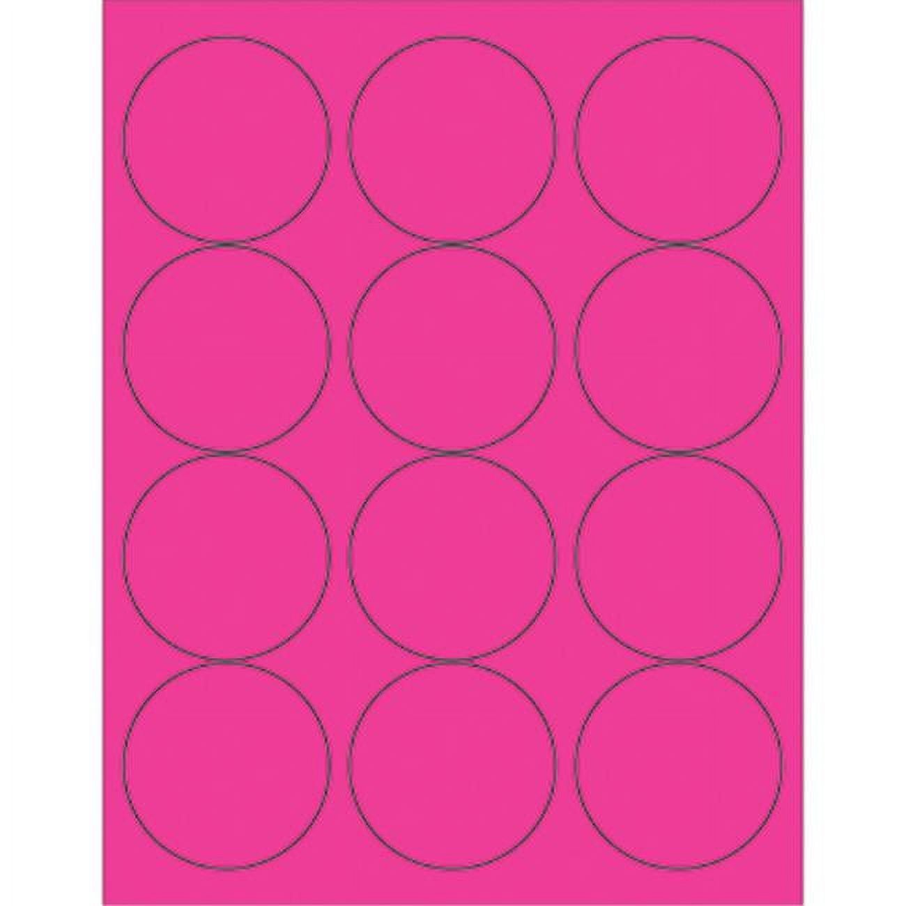2.5 in. Fluorescent Pink Circle Laser Labels - Pack of 1200