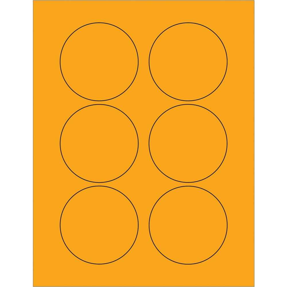 3 in. Fluorescent Orange Circle Laser Labels - Pack of 6