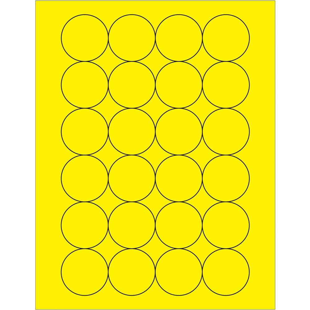 1.66 in. Fluorescent Yellow Circle Laser Labels - Pack of 2400
