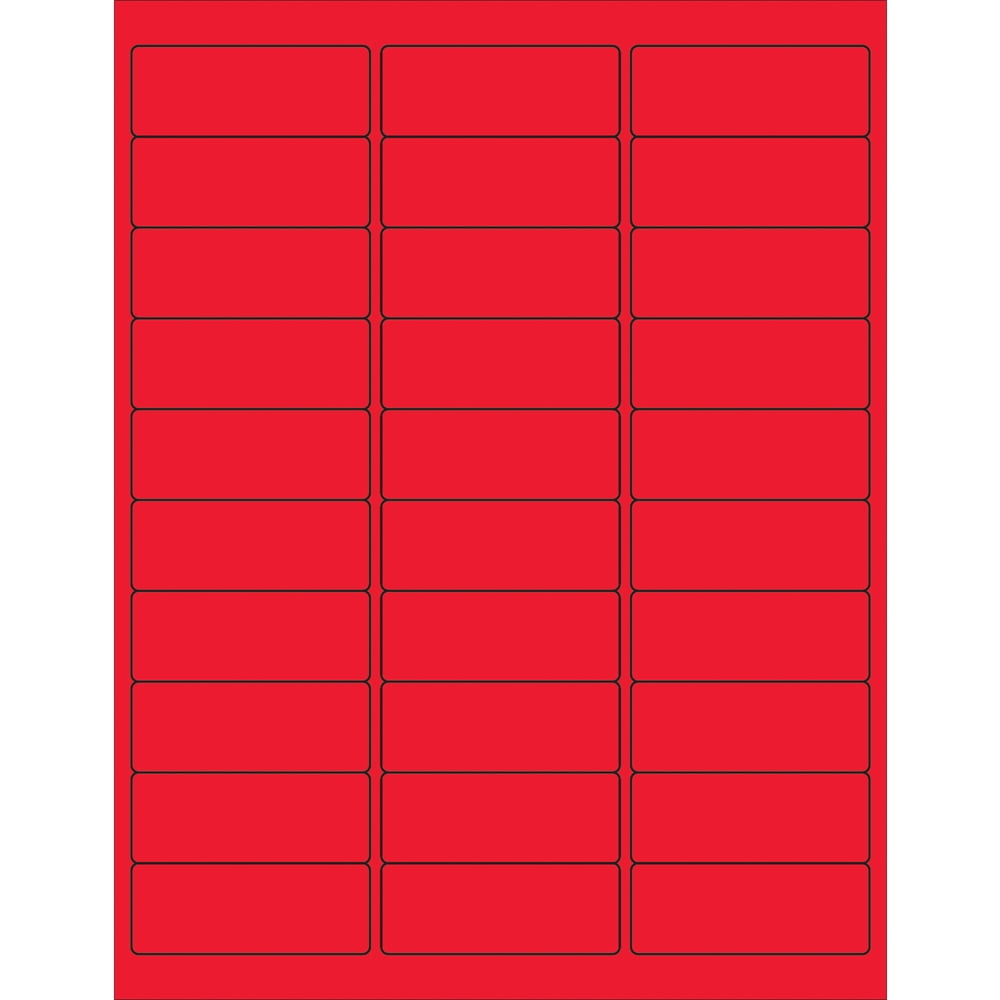 2.63 x 1 in. Fluorescent Red Removable Rectangle Laser Labels - Pack of 3000