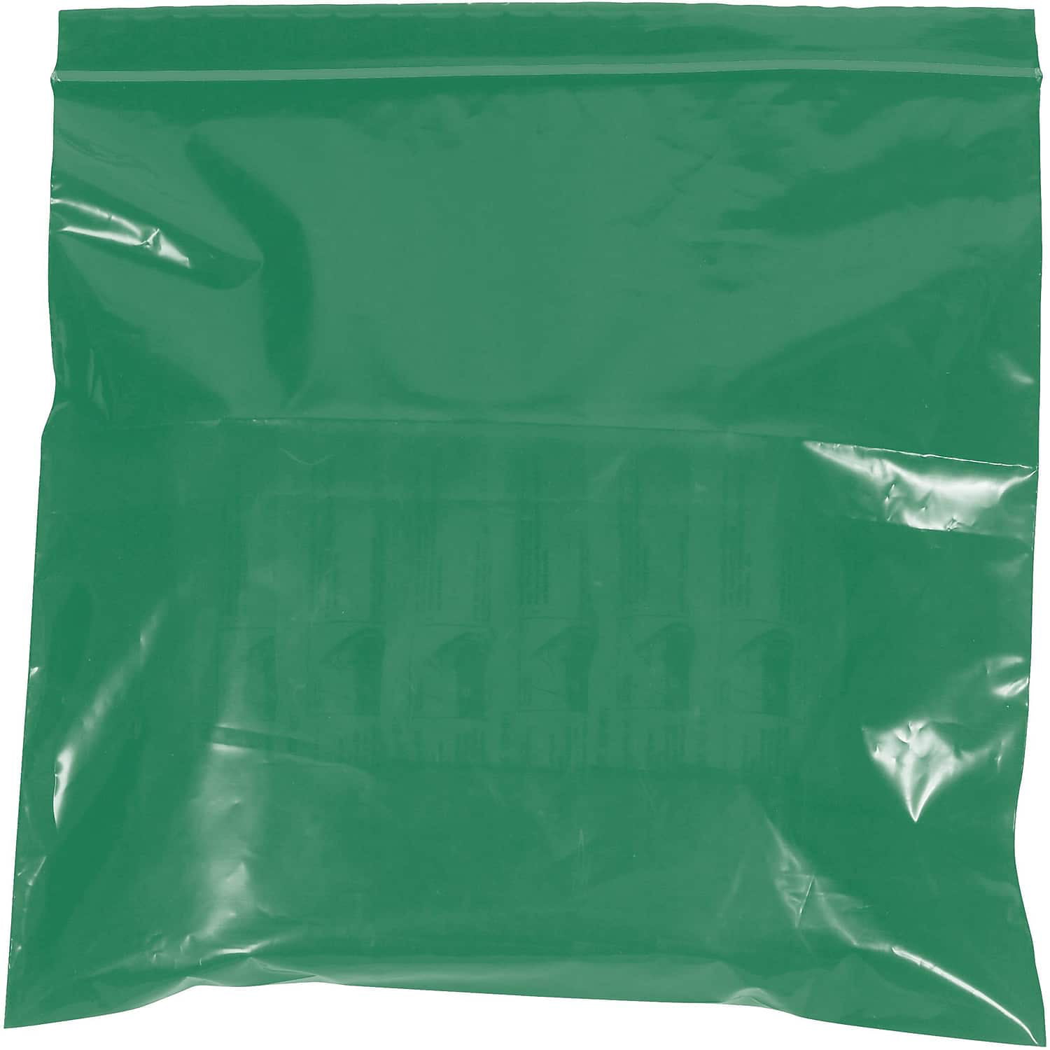 5 x 8 in. - 2 Mil Green Reclosable Poly Bags - Pack of 1000