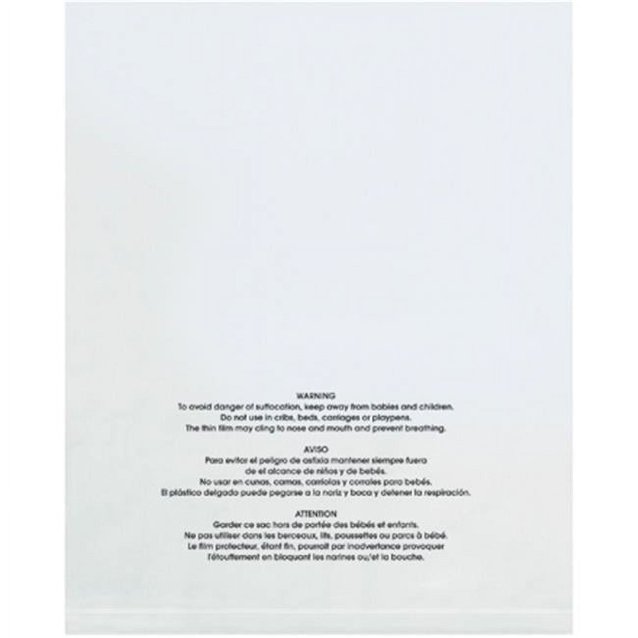 10 x 15 in. 2 Mil Flat Suffocation Warning Poly Bags