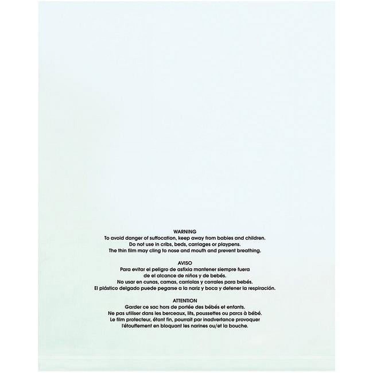 9 x 12 in. - 2 Mil Flat Suffocation Warning Poly Bags - Clear