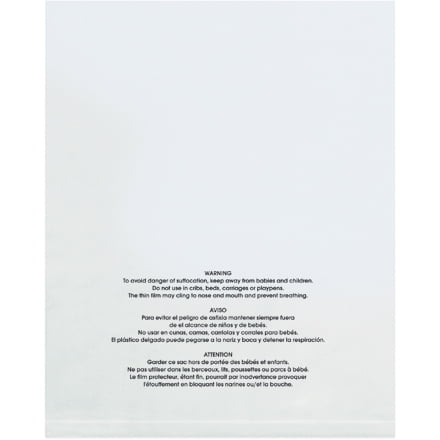 14 x 20 in. - 1 Mil Flat Suffocation Warning Poly Bags - Clear
