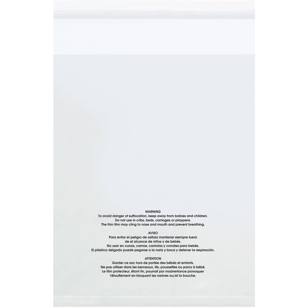 PMR121615100 12 x 16 in. - 1.5 Mil Resealable Suffocation Warning Poly Bags, Clear - Pack of 100