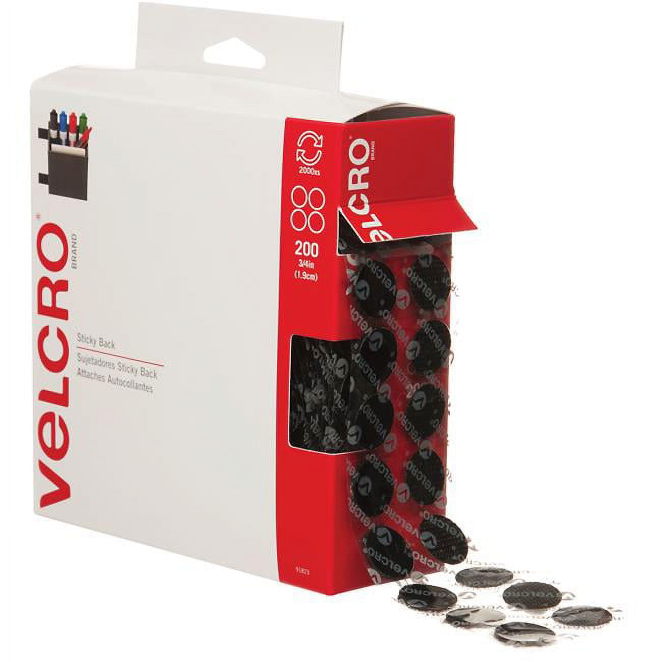 0.75 in. Dots Black Cloth Hook & Eye Brand Tape Combo Pack